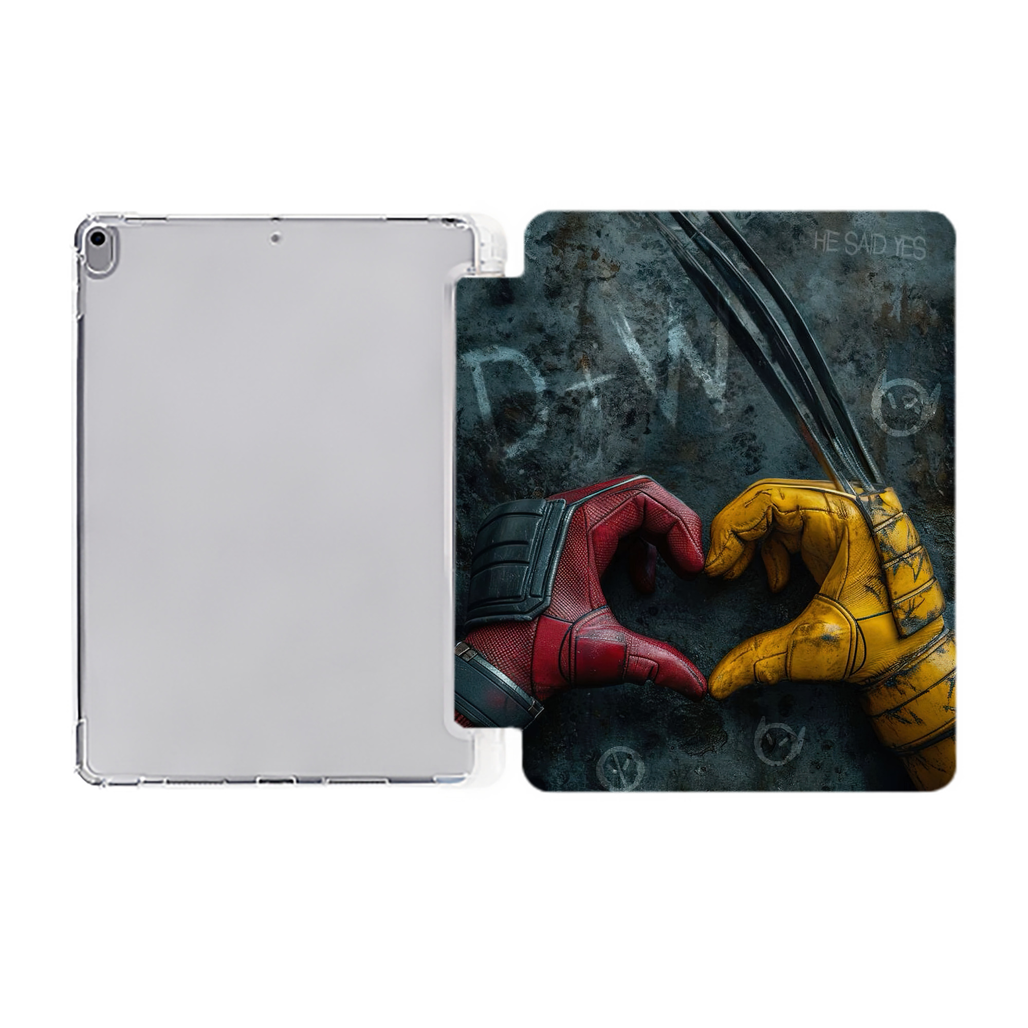 （画像用） Deadpool デッドプール IPad ケース ペン収納付き 三つ折りスタンド PUレザー×シリコン 対応機種9.5/10.5/10.9インチ